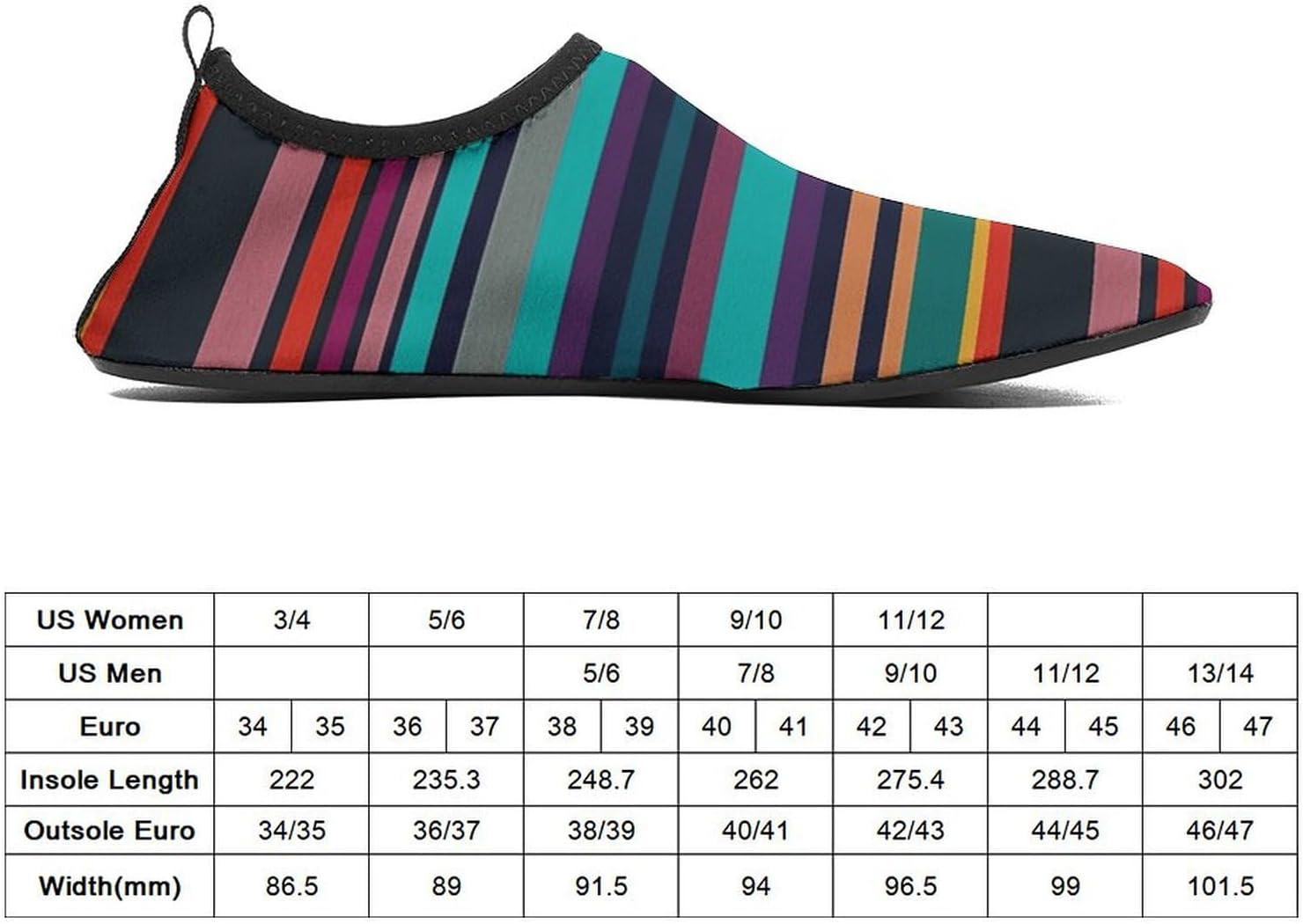 Water Shoes for Women Men Swim Beach Shoes Quick Dry Barefoot Aqua Shoes Tricolor Stripes Sport Shoes Hiking Shoes 11/12women,9/10men
