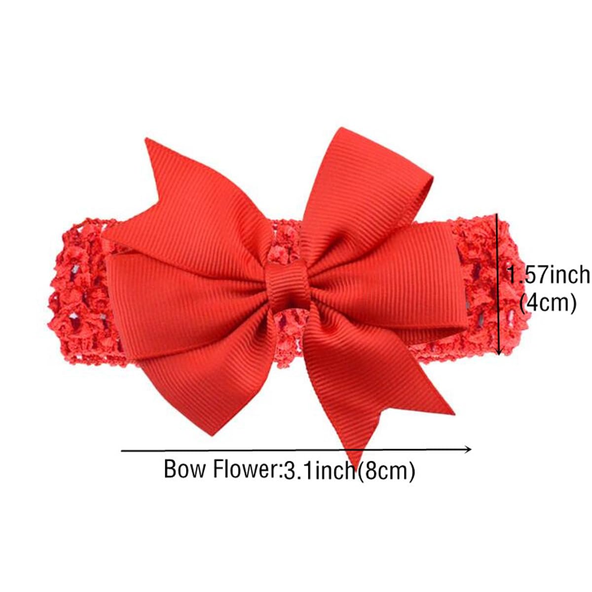 Snadulor 20 Pcs Baby Girl Bow Headbands,Turban Bows Headbands,Elastic Baby Bow Beadbands for Infants Kids Toddlers,Random Color