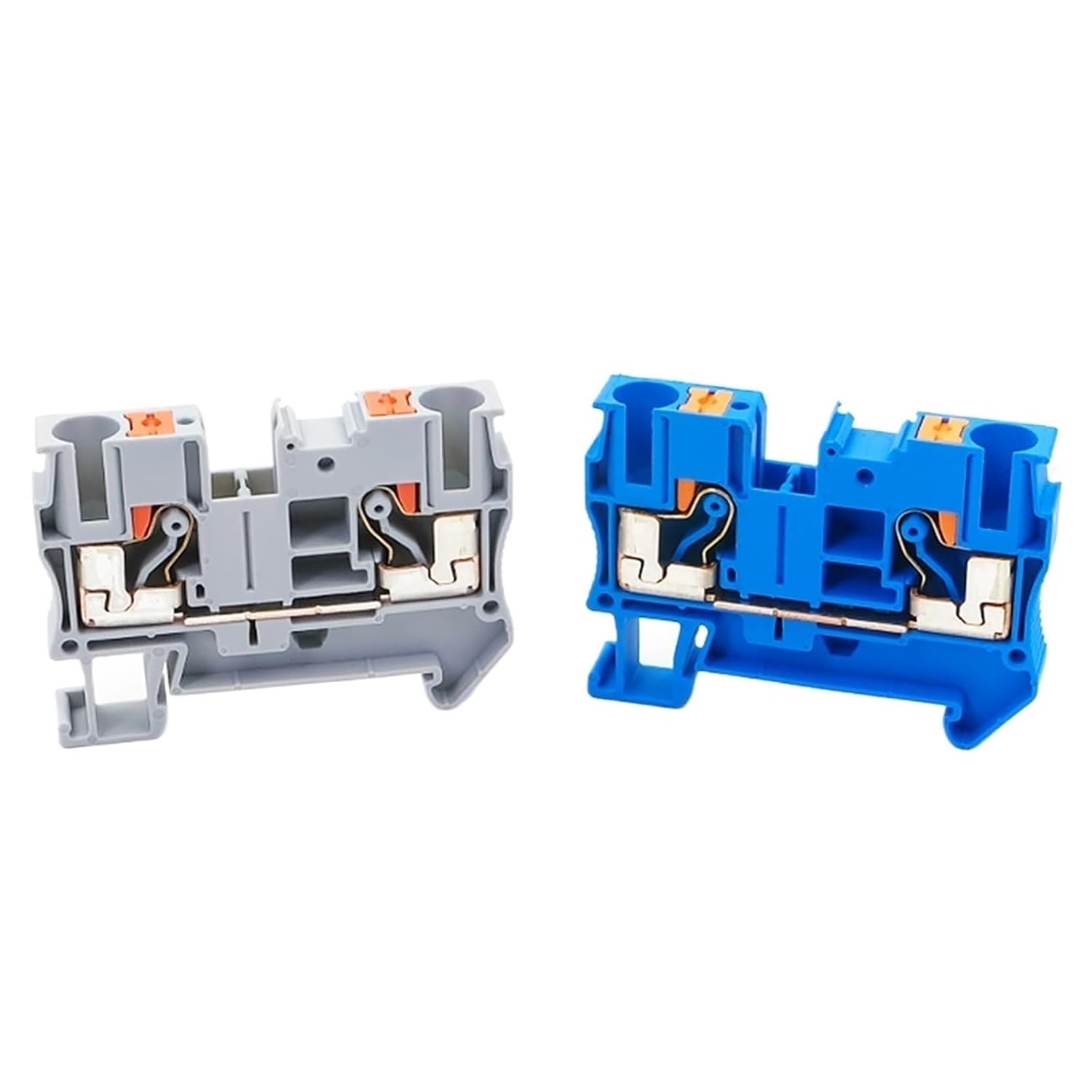 50Pcs Din Rail Terminal Block PT-6 Connectors Push in Spring Screwless Feed Through PT6 Wire Connector Conductor(Gray)