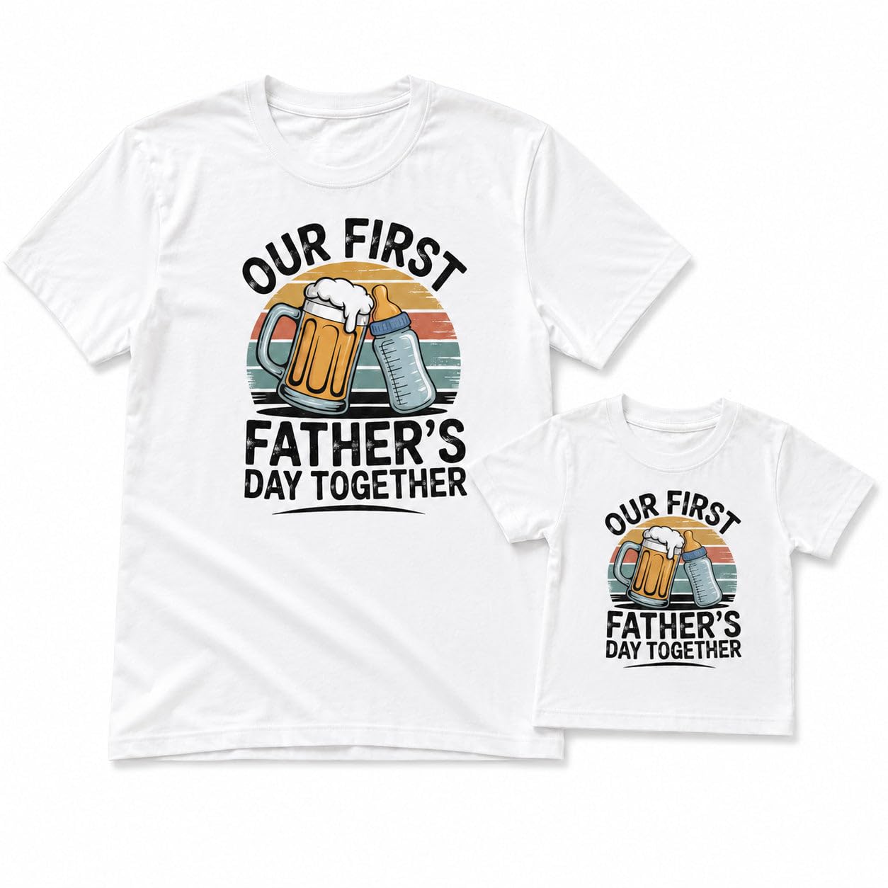 The Gift Project Our First Father's Day Together - Vintage Sunset Graphic Design - Baby Outfit Set