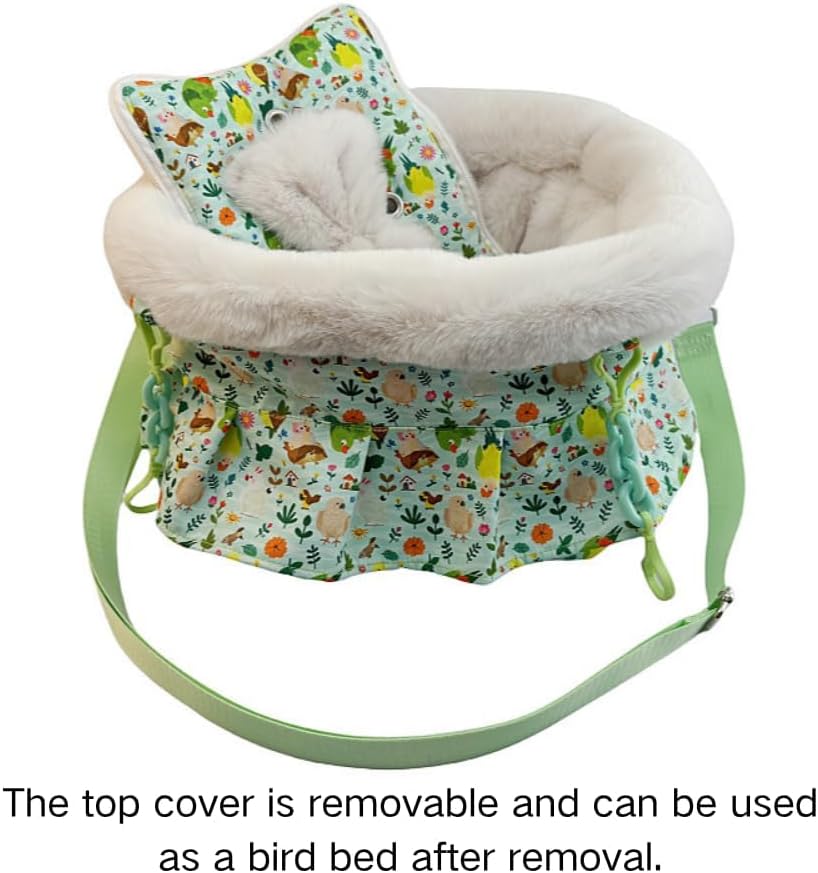 2 in 1 Warm Bird Carrier Bag, Bird Hammock Bed for Cage, Winter Travel Bag, Portable Parrot Outing Bag for Lovebird, Budgie, Conure, Quaker, Small Medium Birds (Pink,Large)