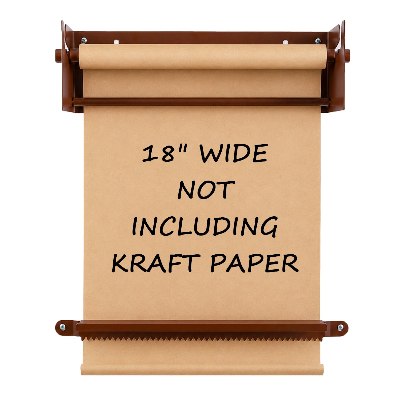 18" Kraft Paper Dispenser Wall Mount，Butcher Paper Dispenser，Paper Roll Cutter to Do Lists,Ideal for Home,Office Wall Paper Holder with Serrated Edge Cut Bar-Brown
