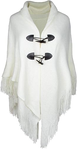 Poncho suelto para mujer con elegante botón de trompeta, abrigo sin botones