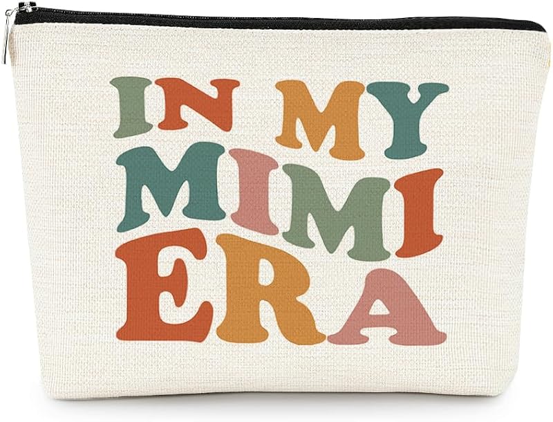 Necessaire de maquiagem EXUQO Mimi-B com estampa de letras e zíper, 1 unidade