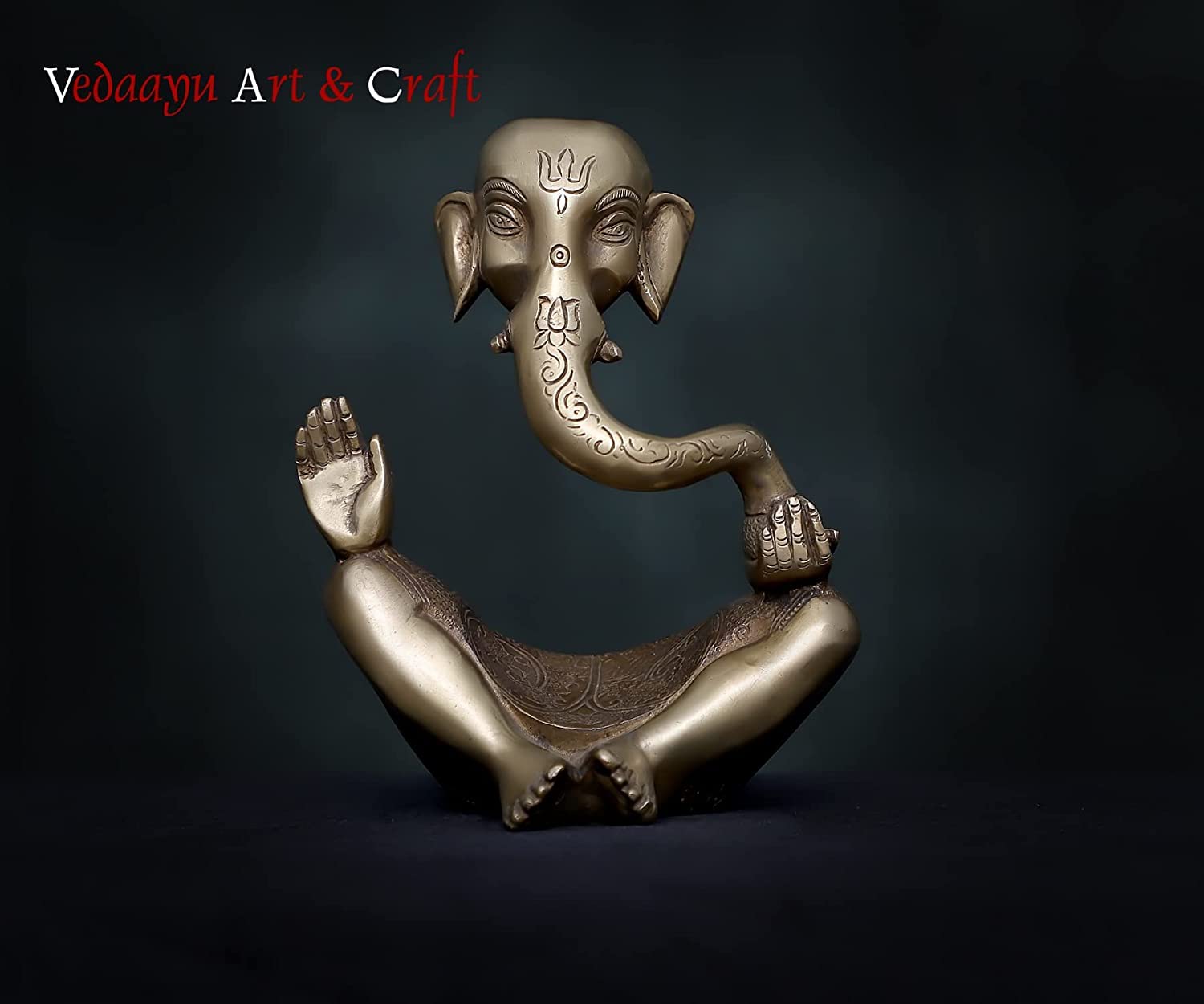 Vedaayu Statue de Ganesh en laiton pour décoration d'intérieur, statue de Ganesh abstraite en laiton, statue de Ganesh en laiton double ton, idole de Ganesh antique, Ganesh moderne pour