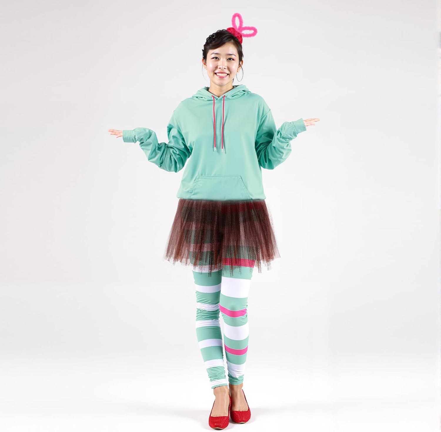 JenPen 5 Pcs Halloween Women's Vane Cosplay Costume Hoodie Skirt Accessories Halloween Cosplay Costume for Adult Pantyhose Headband for Girls Women Party, Medium Size - Image 7