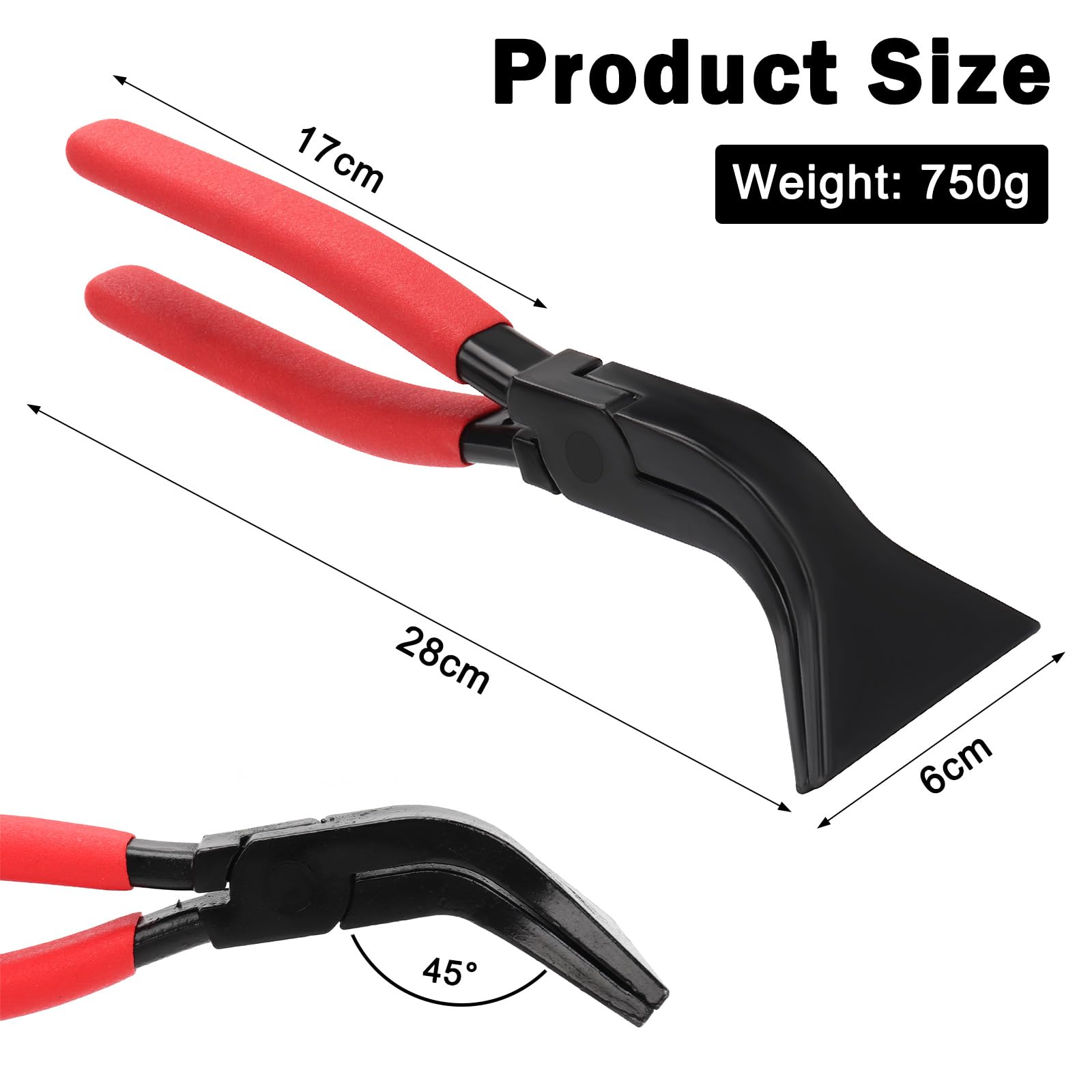 Alicates Plegables para Chapa 45° - Herramienta para Doblar Tejados y Alisar Chapas - Mango Antideslizante para Plomeros (Rojo)