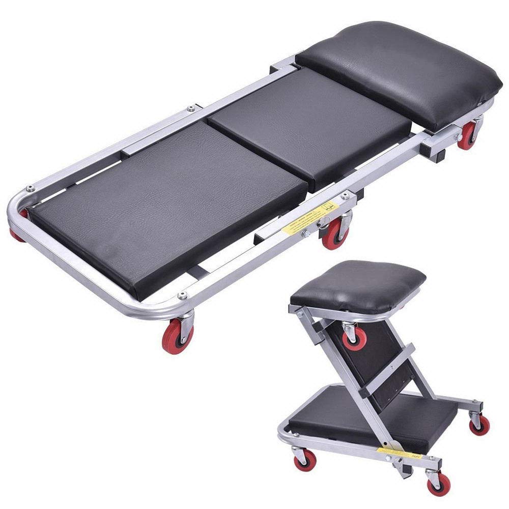 PartsDiyer 40" 2 in 1 Foldable ZCreeper Z Creeper Seat Mechanics