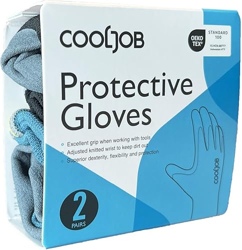 Miniatura 14 de COOLJOB Guantes de jardinería para hombres, 2 pares de goma transpirable con revestimiento de goma para jardín, paisajismo, trabajo exterior