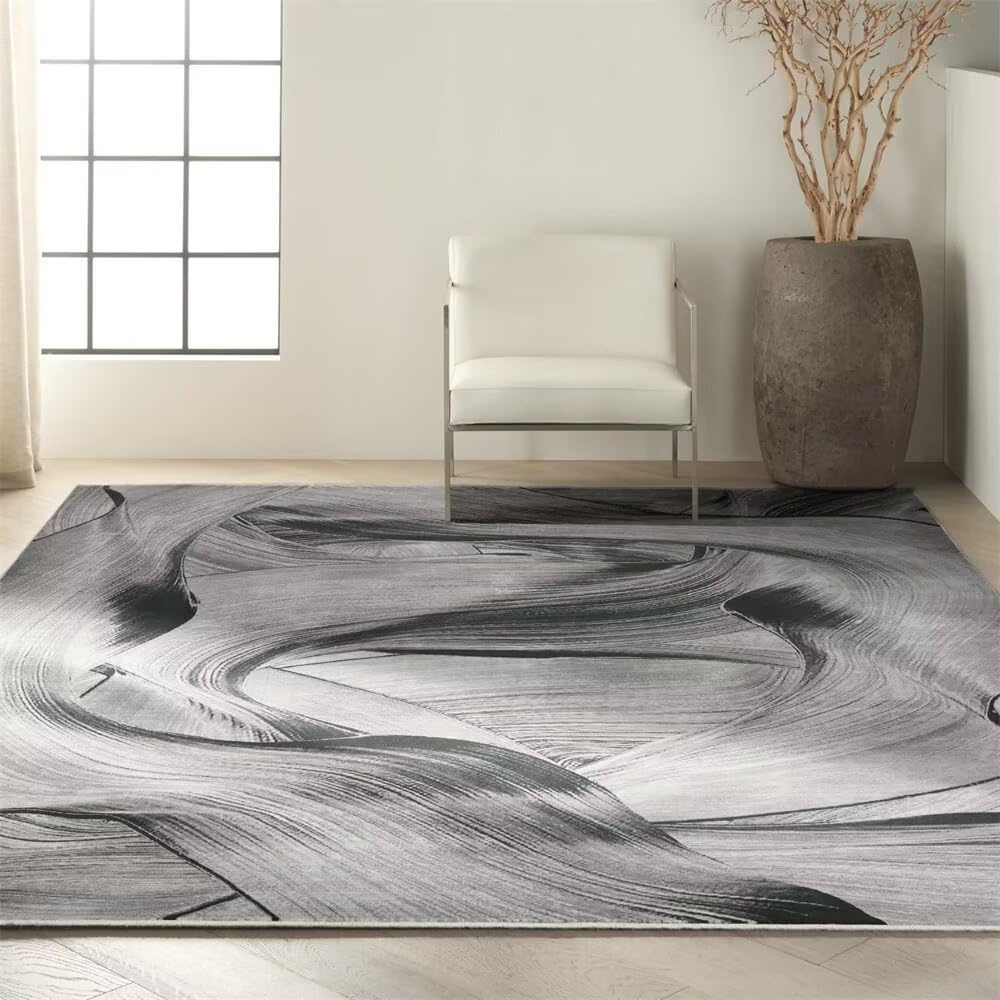 Tapis de salon lavable en machine 160x250cm gris et anti-salissure