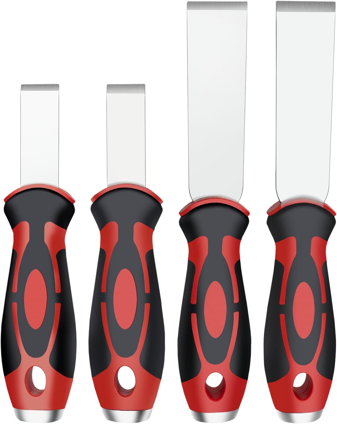 ROTATION Extra Thick Scraper Set, 4 piece, Soft Grip, Heavy Duty, Scraper with Hammer End, Stainless Steel Putty Knife