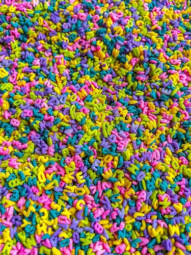 Image of 2 Cups of Tropical Rainbow Alphabet Pasta Sensory Bin Filler for Senosry Table