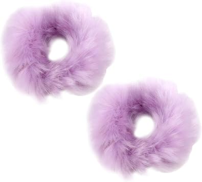 Fluffy Faux Fur Scrunchie, Cuffs, Arm Warmer, Fur Accessory, Accessory, Pom Pom, Hair Accessory, Cute, Fashionable, Hair Clip, Fluffy Soft, Comfortable, Cute Fluffy Hair Tie, 2 Pieces Elastic Hair