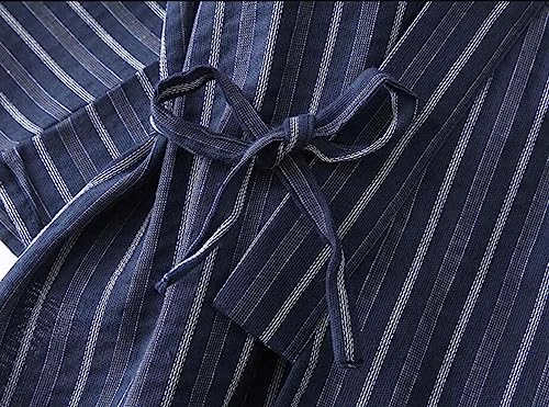 ZEALMAX Men's Kimono Japanese Jinbei Shirt and Pant Cotton Linen Loungewear Lounge Set Spa Bathrobe, Style 4 Random Pattern Multicolor3