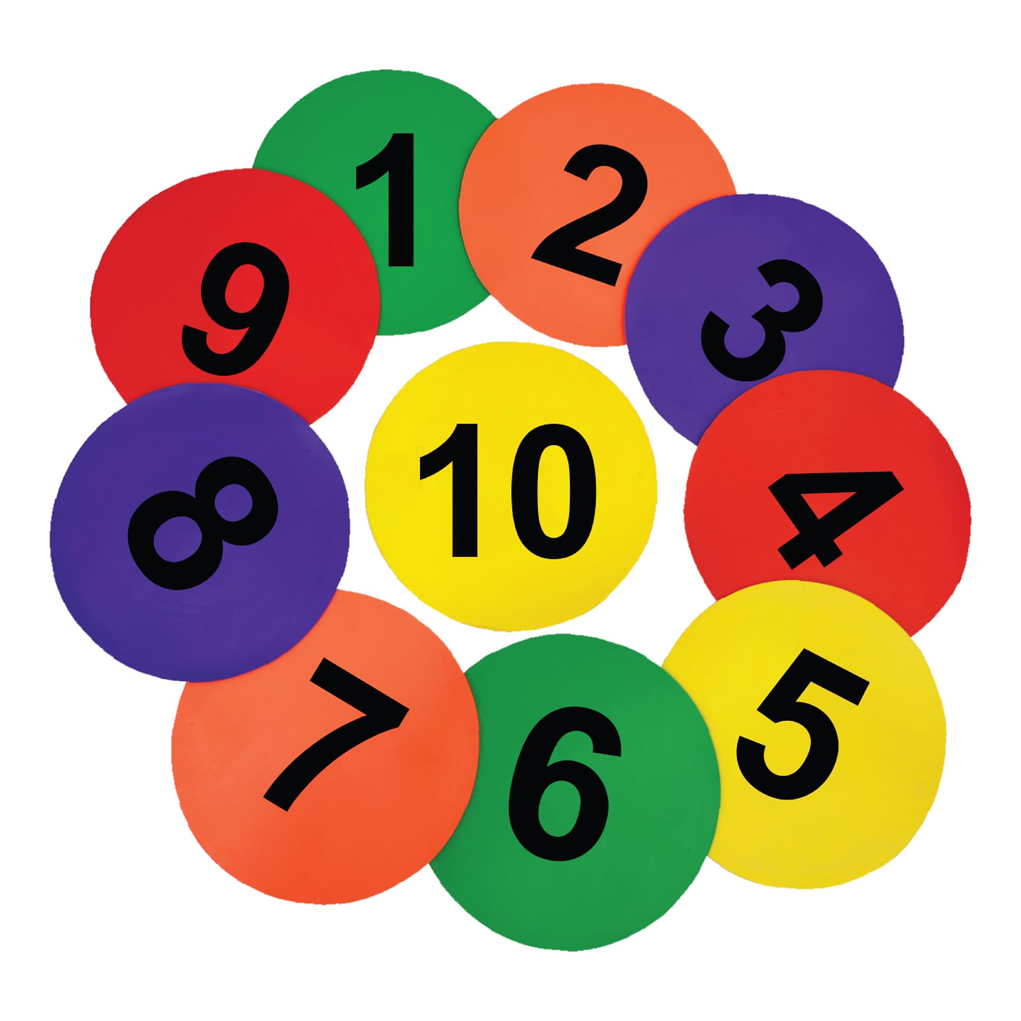Sponsored Ad - GISCO Sequence Spot Markers 9.5 Inch, Non Slip Rubber Agility Markers, Flat Markers for Sports Speed Agility Training and Drills, Kids Learning |1-10 Number Printed Circle Marker | Pack of 10