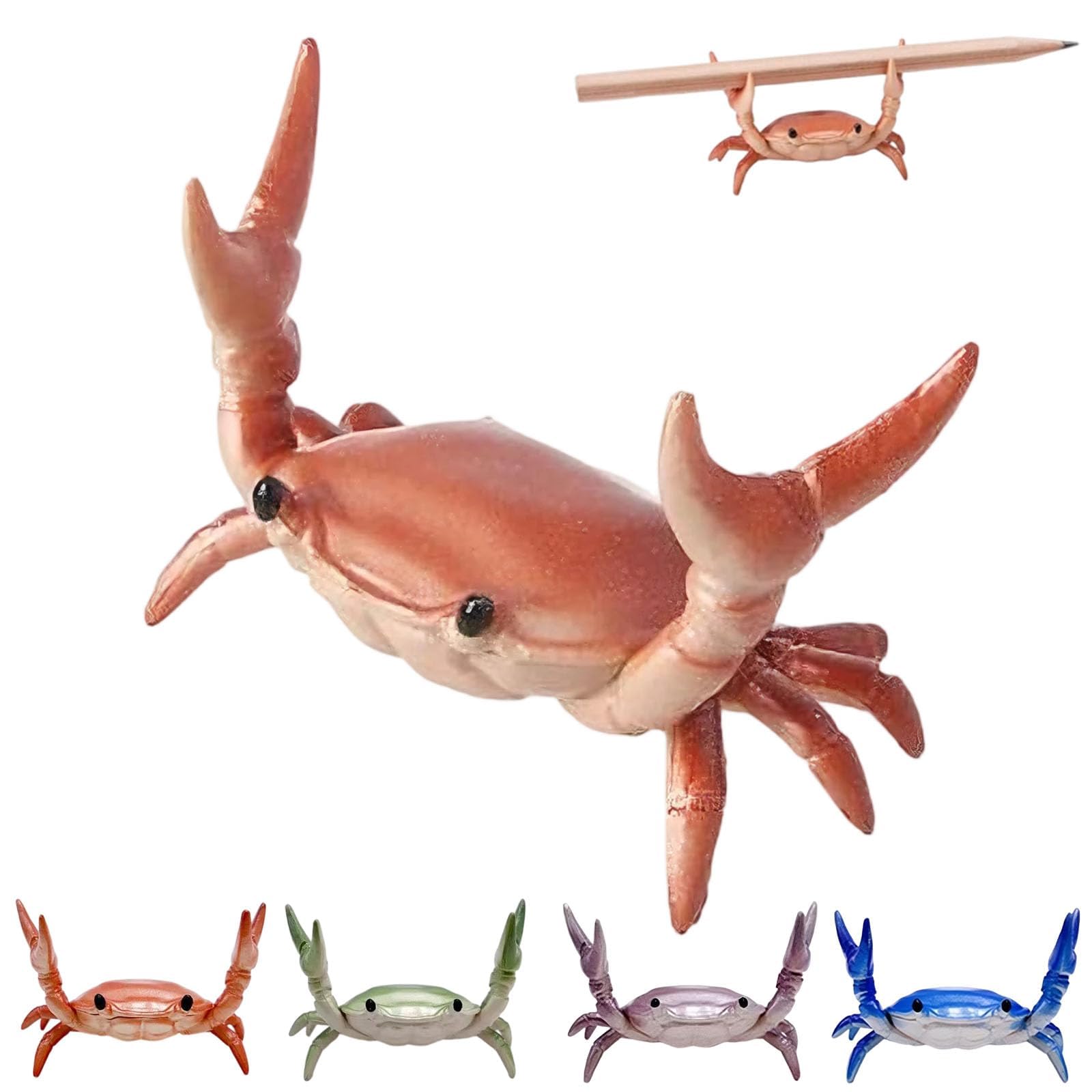 EHOTER Creative Crab Pen Holder Weightlifting Crabs Pen Stand Storage Rack Office Desktop Decoration Pencil Holders Desk Supplies Holders and Dispensers Desk Accessories (Red)
