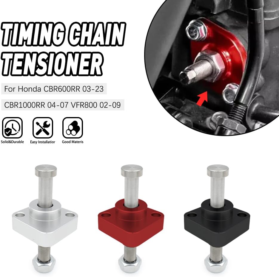 CNC Manual Cam Chain Tensioner For CBR600RR 2003-2023 CBR1000RR 2004-2007 VFR800 2002-2009 2008 CBR 600 1000 RR Red (Red)
