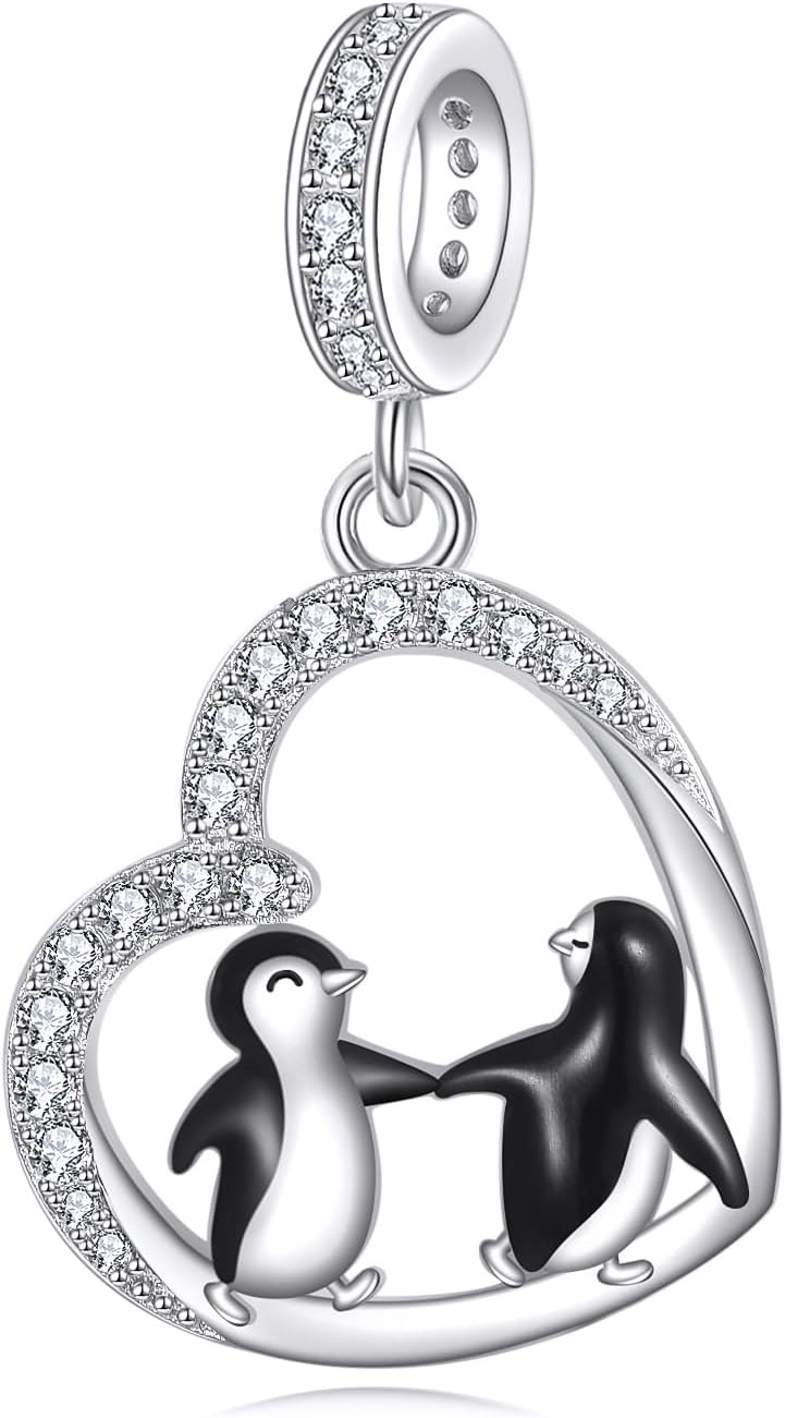 URONE Penguin Charms Beads for Bracelets Sterling Silver Penguin Charms Beads Jewelry Gifts for Women