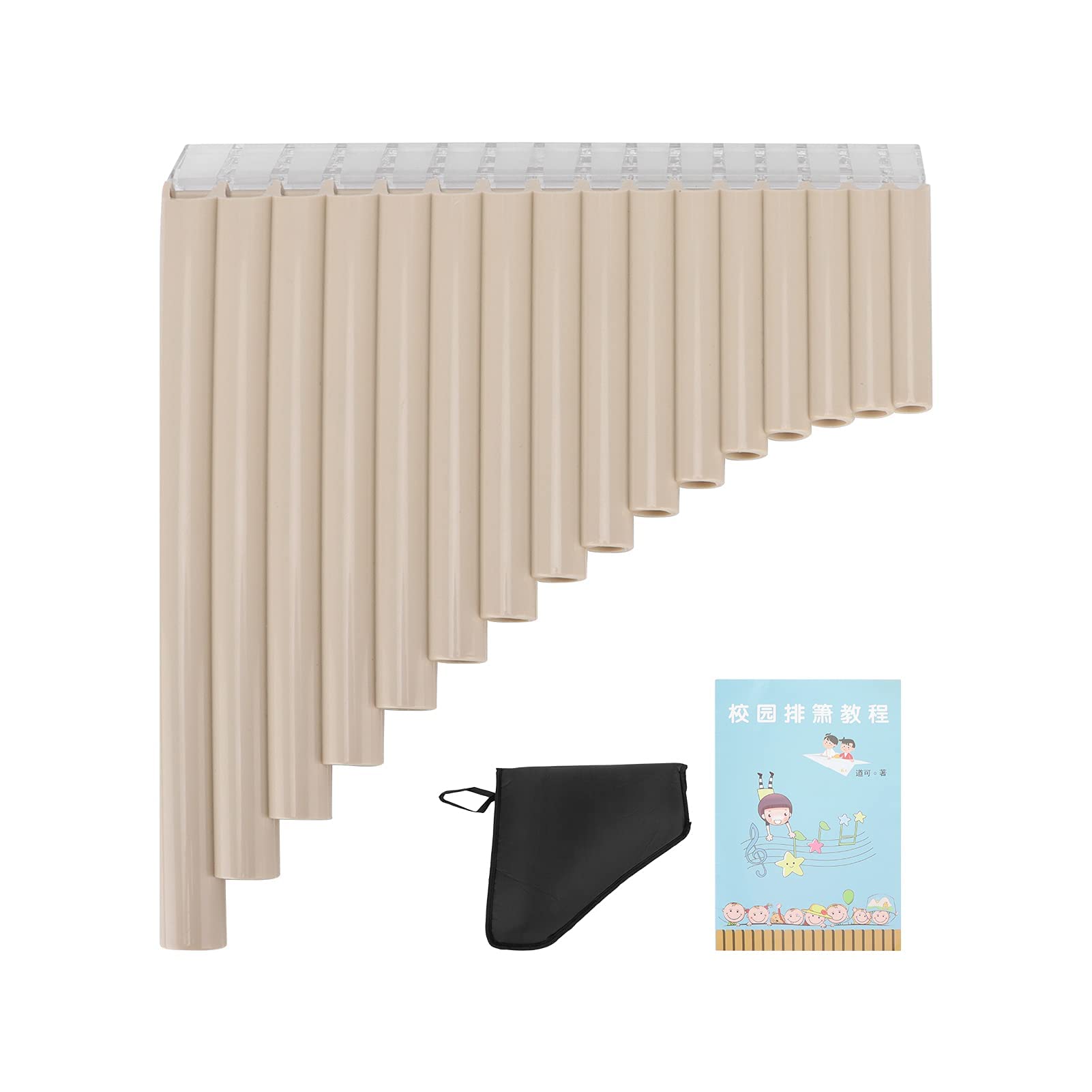 Flûte de Pan ABS 16-Tone Tube C Instruments de Musique Clés avec Sac à Main Rembourré en Nylon pour Enfants Adultes Débutants(blanc-crème)