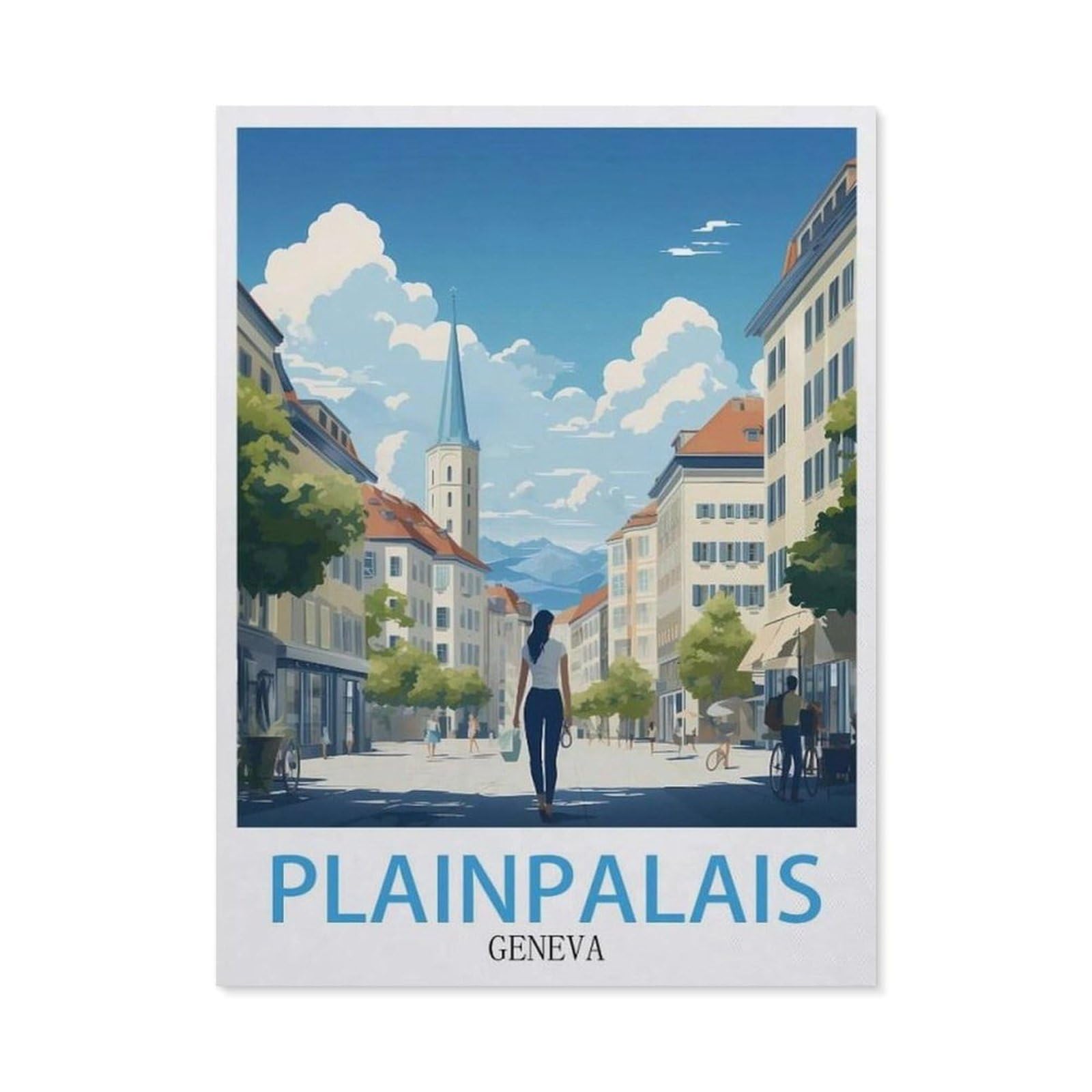 Jigsaw Puzzle 1000 Piece，Plainpalais Geneva，Wood Jigsaw Puzzle for Kids Adult, Puzzle Game Toys Gift for Wall Decoration（75x50cm）-S15