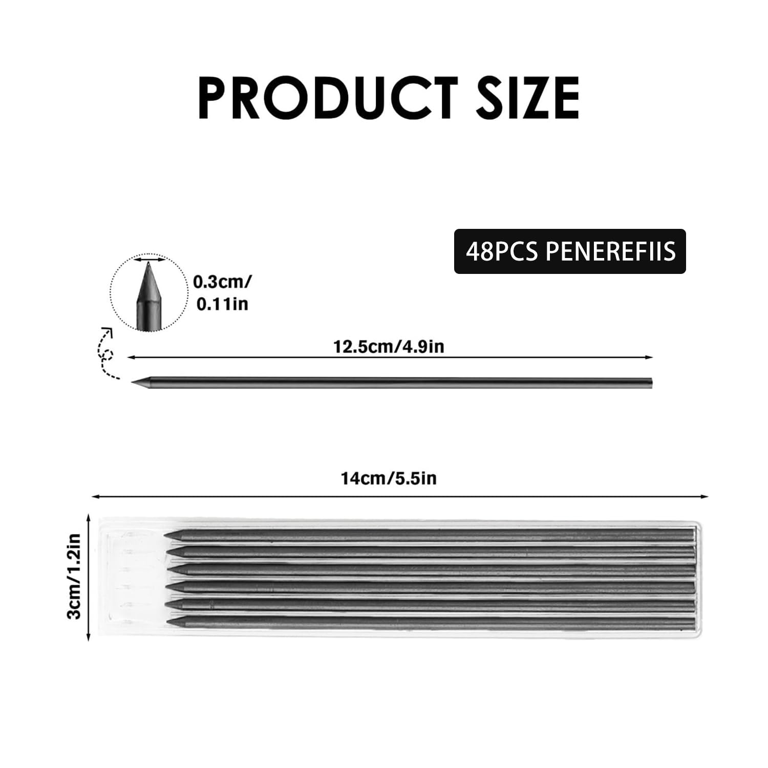 48Pcs 2.8mm Pencil Refills, Carpenter, Tracer Pencils, Durable, Smooth Writing for Professional Use in Carpentry Engineering - Image 2