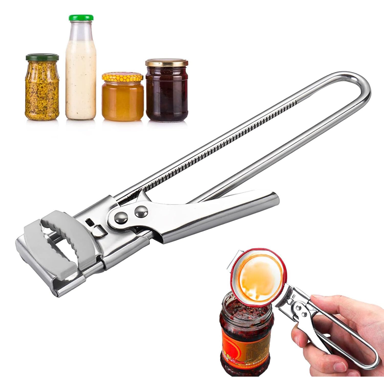Apriscatole a Mano in Acciaio Inox Regolabile Antiscivolo per Cucina