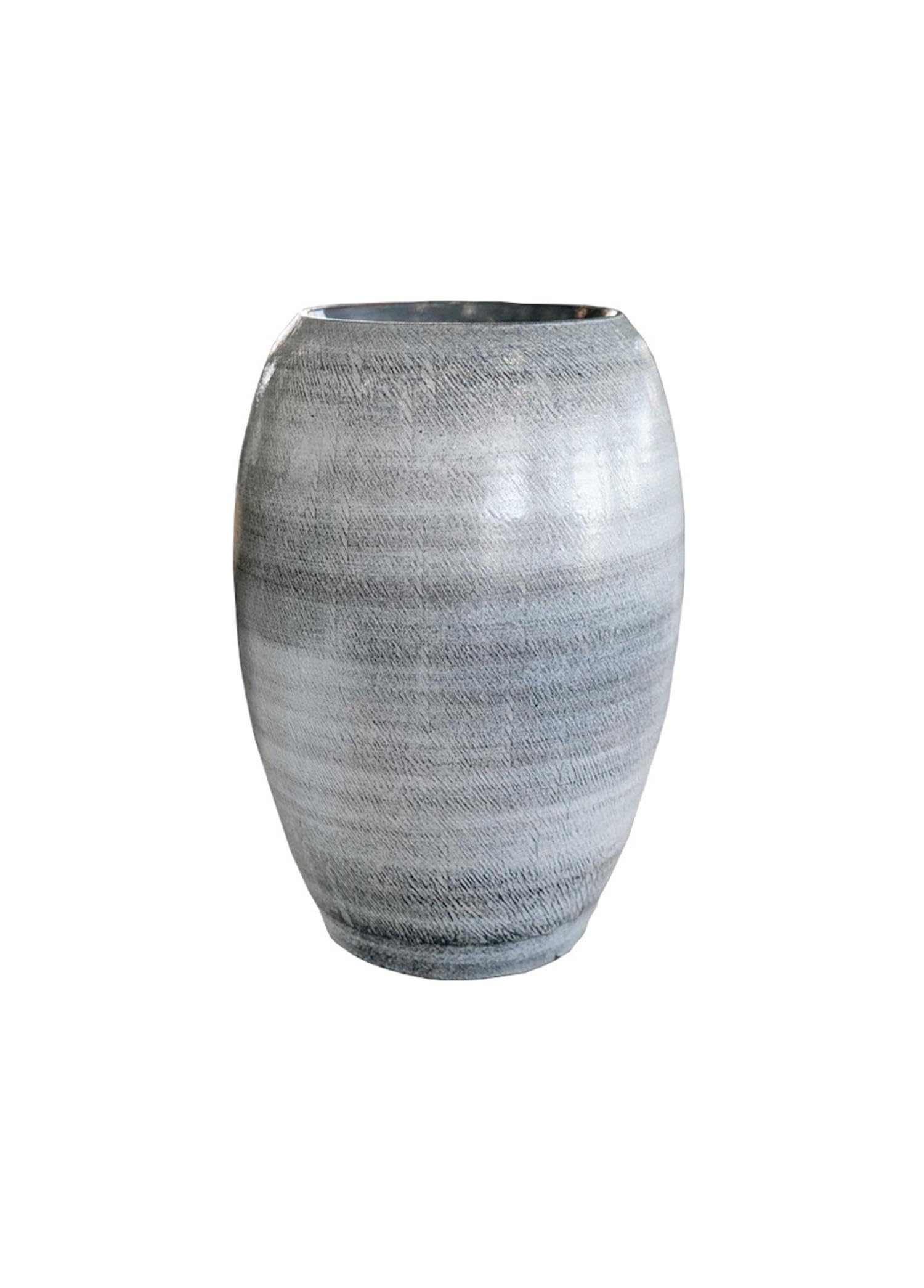 Ayla Seramik Darbeli Siyah Uzun Saksı 20X30 Cm