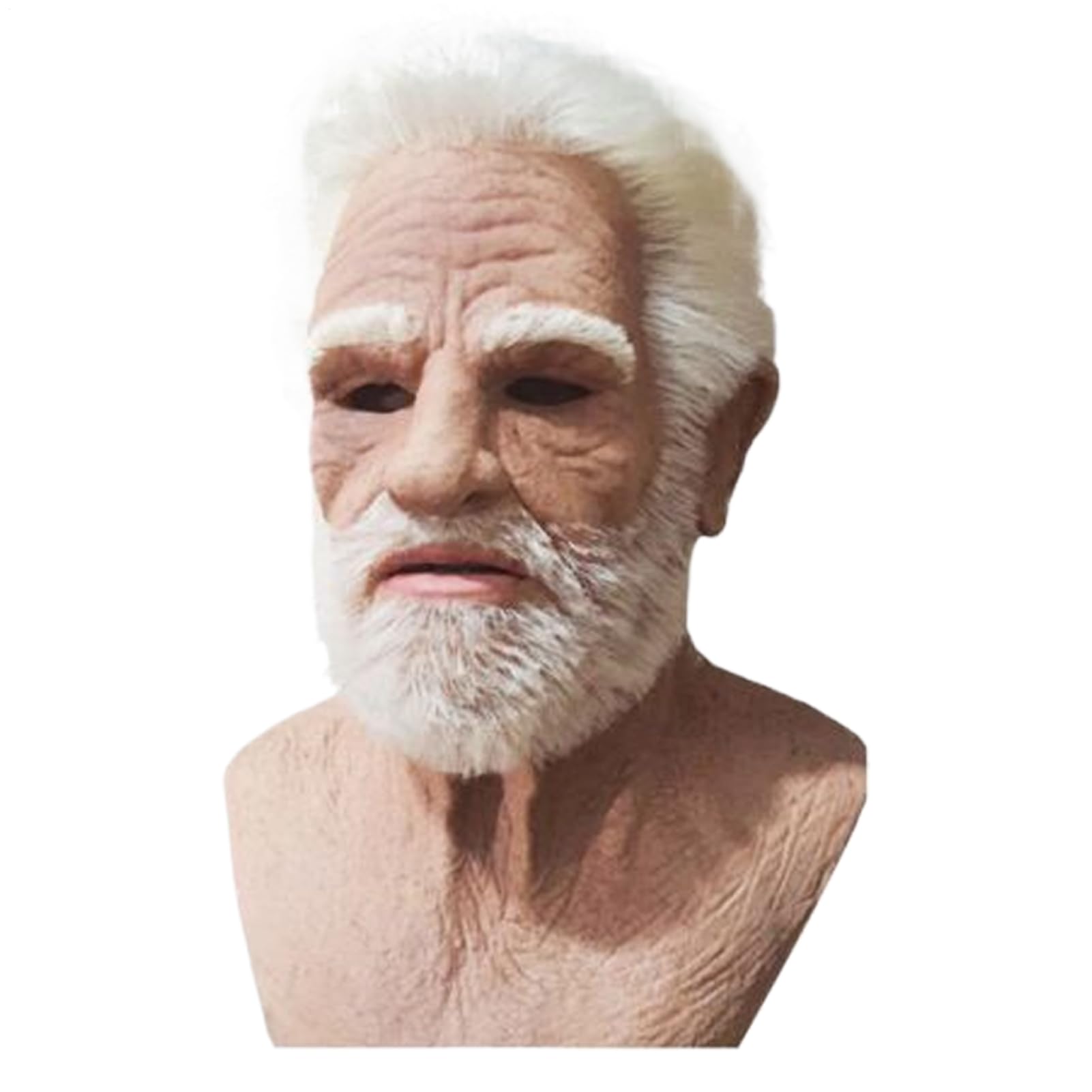 Dgayaeic Elderly Latex Masks Hood, Creepy And Horror Design, Realistic Latex Old Man Masks With White Hair & Beard, Elderly Human Full Head Cover, Comfortable & Adjustable For Men Women
