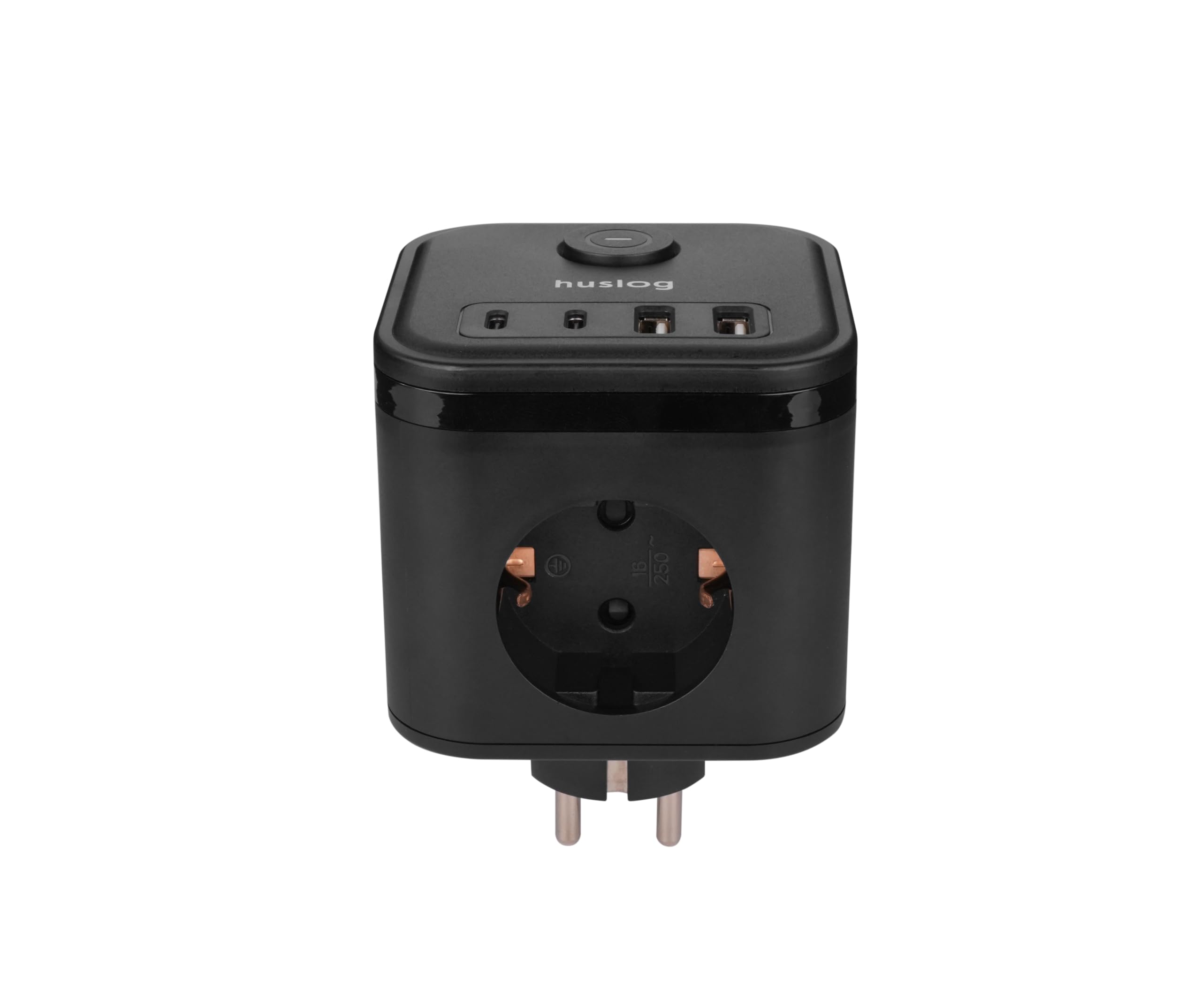 Cubo Multipresa 3 Prese AC 4 USB-C USB-A 3680W Compatta Ignifuga Interruttore ON/OFF Nera