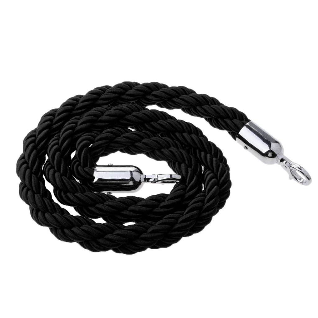 B Baosity Corde de Barrière Diviseur de Files d'Attente 1.5m Corde Torsadée Cordon Séparation pour Poteaux de Guidage - Noir