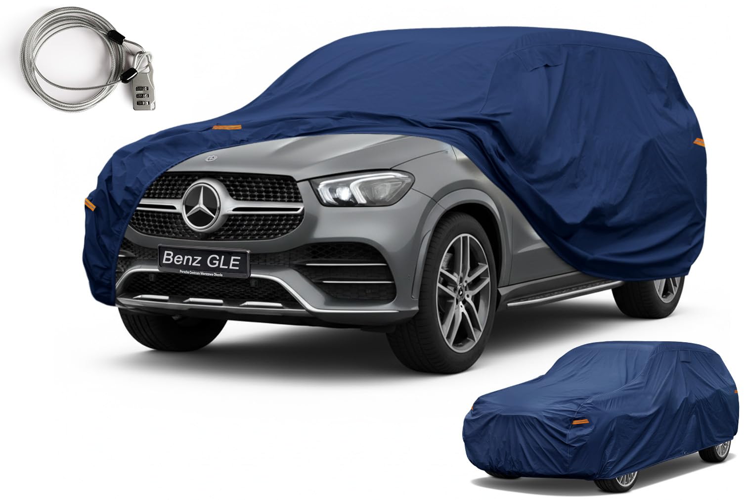 Kaugung Custom Fit Car Cover for Mercedes Benz GLE SUV (GLE300 GLE350 GLE450, GLE43 GLE53 GEL63), Heavy Duty SUV Cover Waterproof All Weather Outdoor Protection, Breathable with Vent