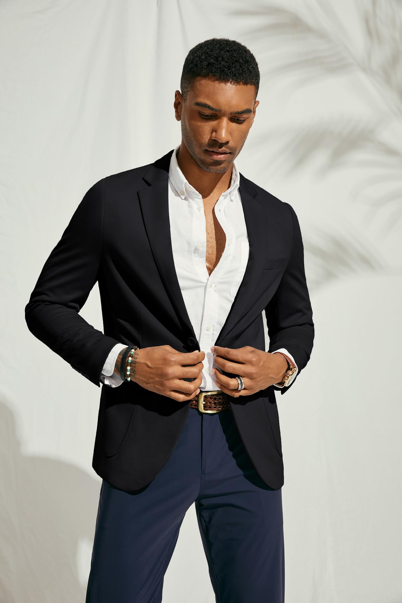 PJ Paul Jones Giacca Sportiva da Uomo, Casual, a Maglia, con Due Bottoni, Leggera, Sfoderata, M