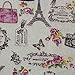 Souarts Textile Tissu Coton Motif Tour Eiffel pour Diy Patchwork Artisanat Couture 100cmx50cm 1PC