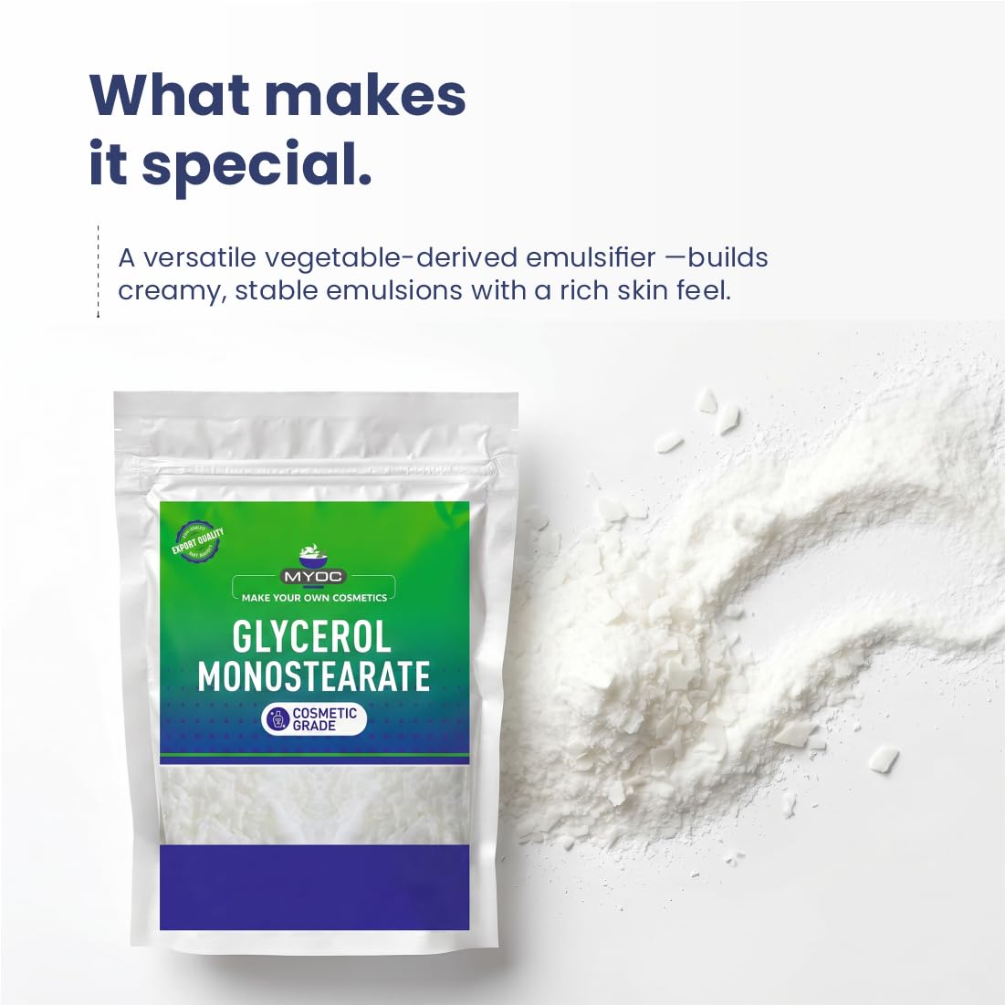MYOC Glycerol Monostearate Cosmetic Grade Raw Material (57 g) - Emulsifier Thickener for Creams Lotions, Conditioners & DIY Formulations 3
