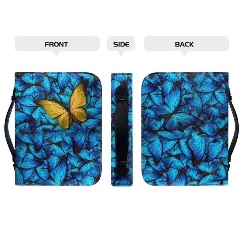 Garronmavis Butterfly Painting Bible Cover for Women Blue Morpho Zippered Bible Carrying Case, Butterflies Art Bible Carrier - M - Image 4