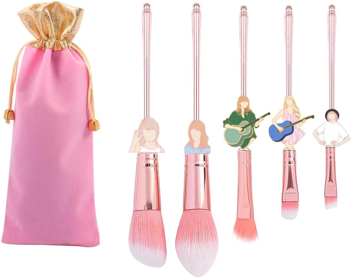 GONOSEED 5 adet dünya çapında popüler Siinger tema makyaj fırçaları seti kozmetik Kawaii hediyeler kadınlar için göz farı göz kalemi karıştırma kalem dudak fondöten fırçaları mükemmel hediye çantası ile