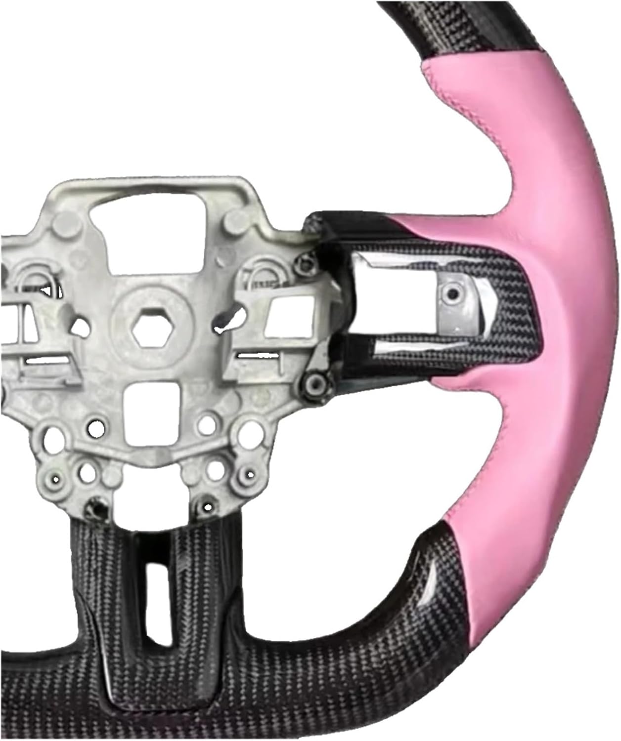 Customized Carbon Fiber Pink Leather Steering Wheel Compatible For Ford Mustang 2018 2019 2020 Car Accessories