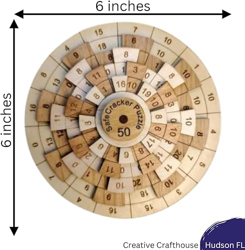 Miniatura 3 de Creative Crafthouse Safecracker 50 - Rompecabezas de matemáticas difícil para adultos, rompecabezas cerebral de madera hecho a mano, rompecabezas de