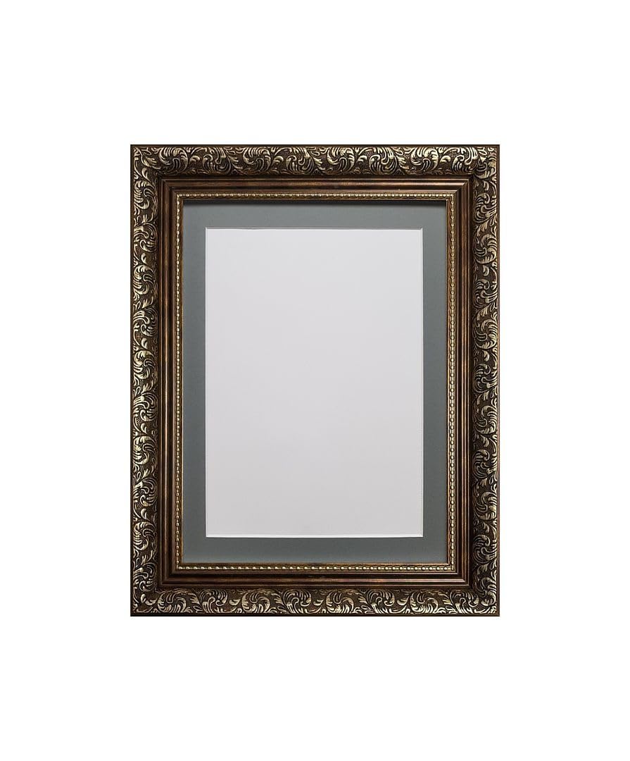 FRAMES BY POST Large Dahlia Bronze Picture Photo Frame with Dark Grey Mount 50 x 40 cm Image Size 15 x 10 Inch Plastic Glass โ image 1