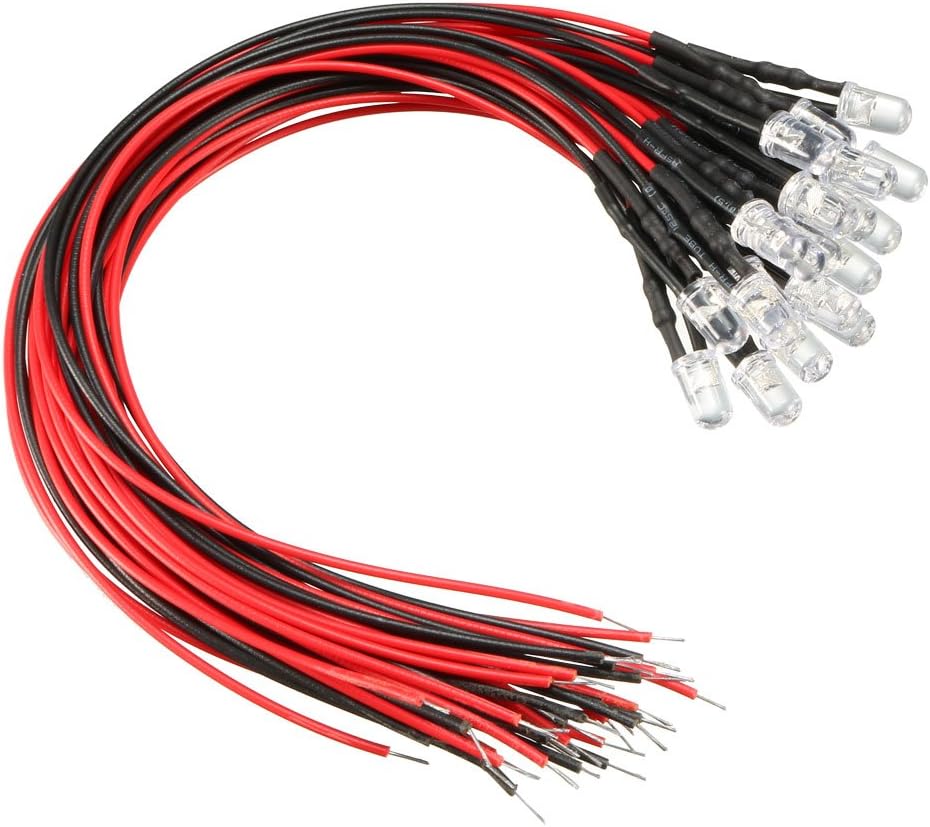 uxcell 20Pcs 5mm Pre Wired LED, 7 Colors Change Slow Flashing DC3-6V Clear Lens, Light Emitting Diodes