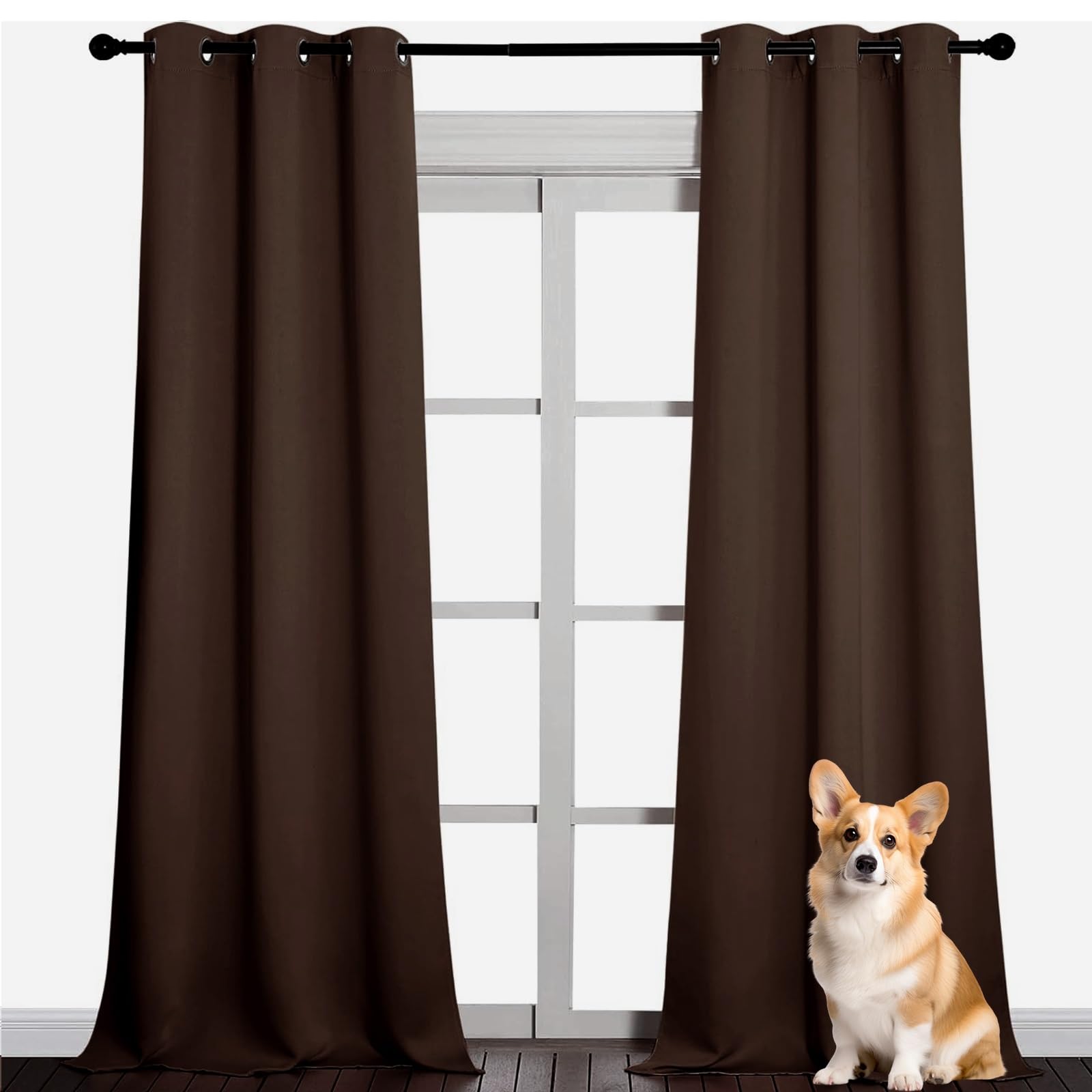 Rideau isolant thermique anti froid 145x145 opaque marron oeillets