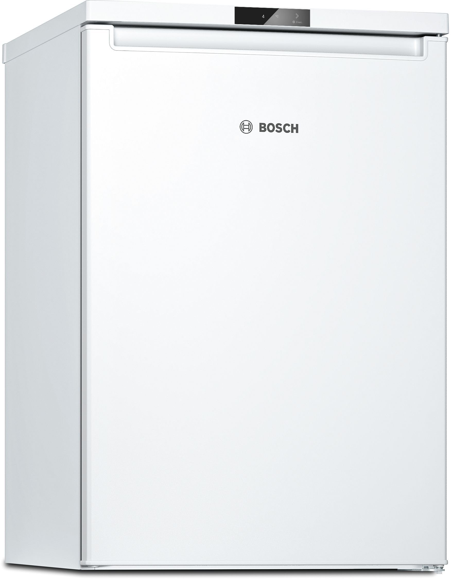 Bosch, Series 2, KTL15NWEAG, Undercounter Fridge with Icebox, MultiBox, LED light, 2 glass shelves, 3 door shelves, Integrated horizontal handle, door alarm, SuperCooling in White