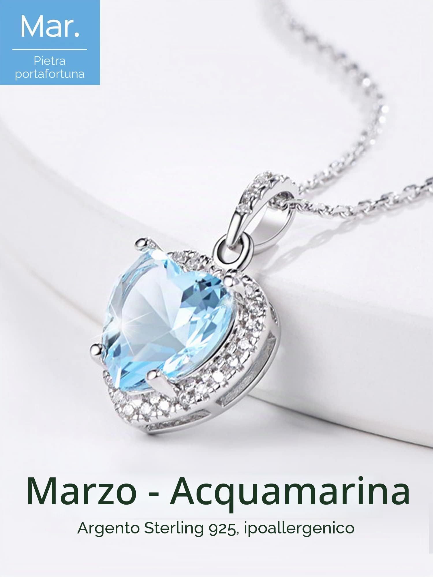 ChicSilver Collana Pendente Donna Cindolo Cuore Piccolo in Argento Sterling 925 con Zirconi Brillanti Pietra Nascita 12 Mese Mesi Catenina Catena Regolabile Gioiello alla moda - Regalo Perfetto