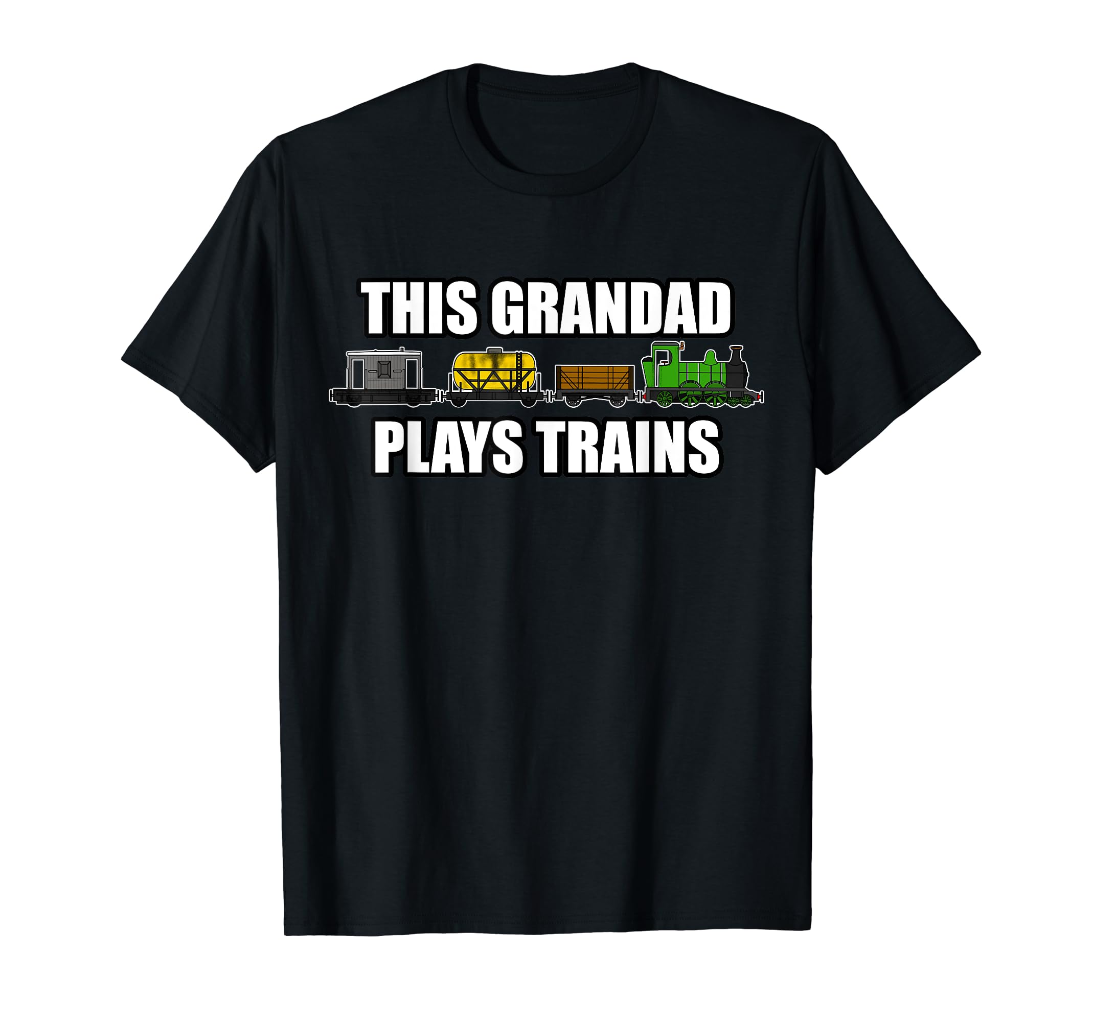 This Grandad Plays Trains, Father's Day Steam Train Railway T-Shirt, Black