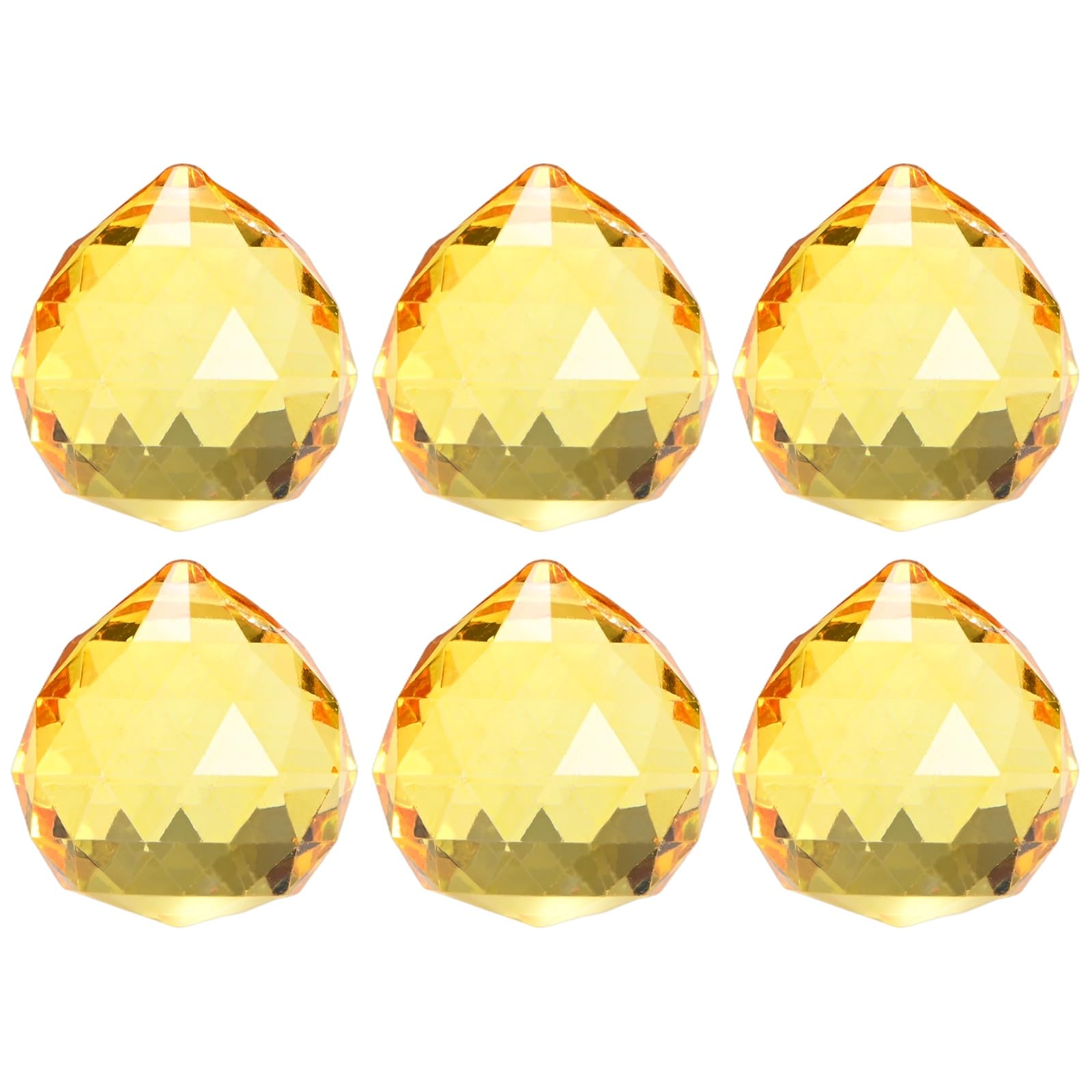 M METERXITY 6-Pack Crystal Ball Prisms, 33.5mm/1.32 Inch Chandelier Pendant Maker Hanging Crystals Chandelier Prisms for Home/Windows/Garden/DIY Decoration[Golden Yellow]