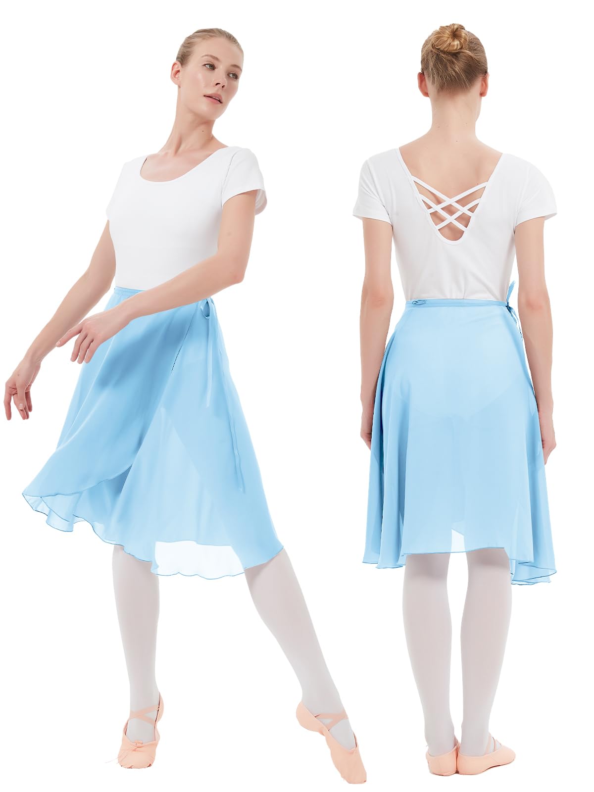 Falda de Ballet Danza para Mujer Gasa con Lazo Cintura Ajustable