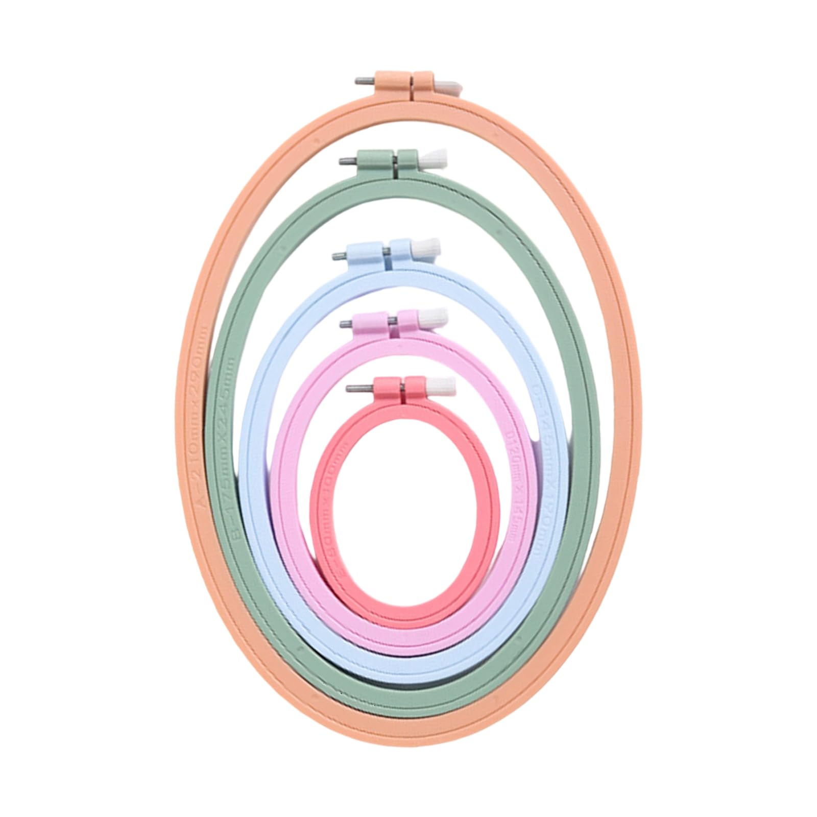 of 5 Embroidery Hoop with Spring Clip Embroidery Display Frame Oval Shape Stitching Hoop Display Frame for