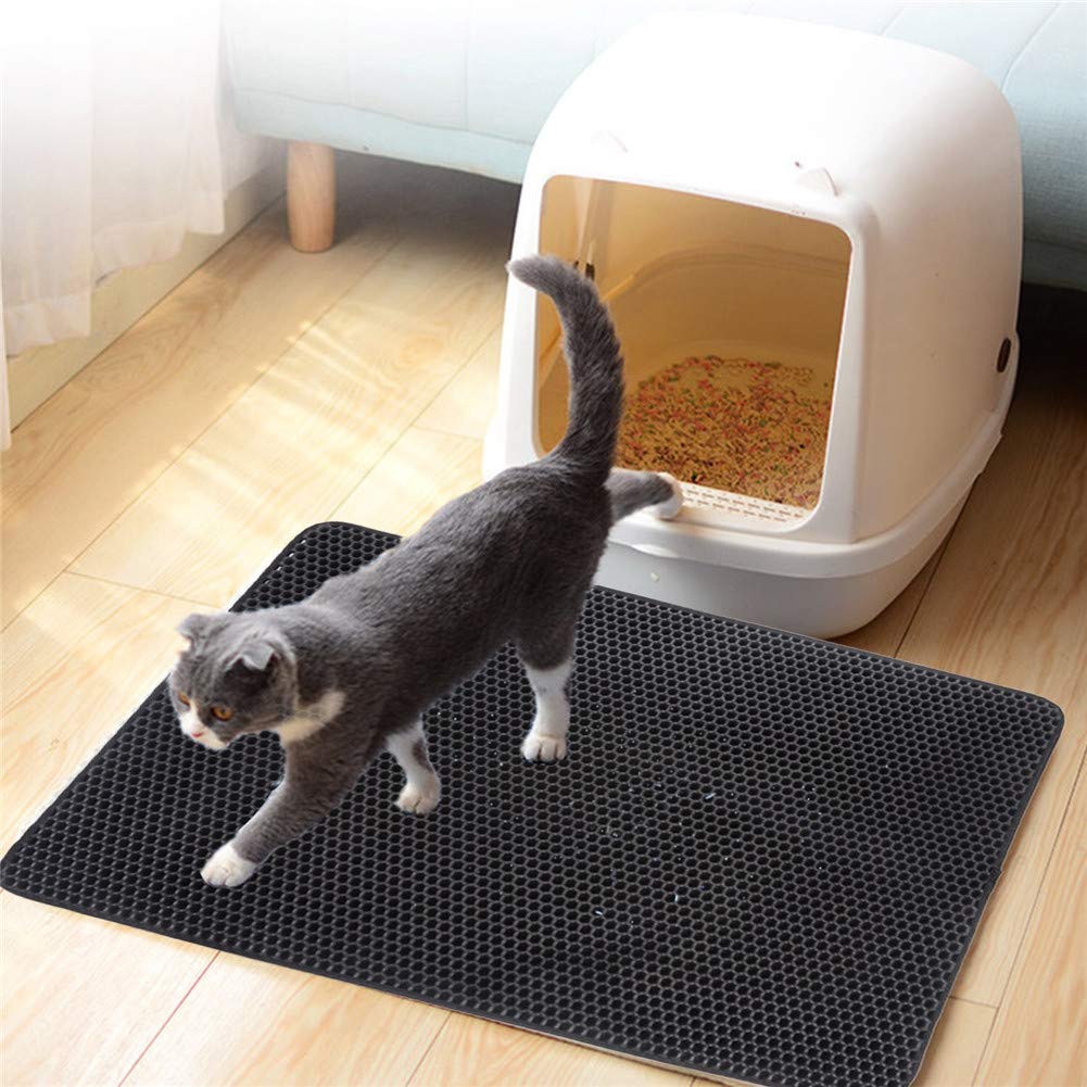 Katzenklo Matte, Katzenstreu Matte 40x 50cm Katzenklo Unterleger Waben Design Katzenklo Vorleger Wasserdichte Doppelte Schichte Entwurf Bienenwabe Matte