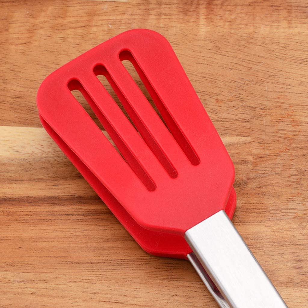 Pinza da Cucina in Acciaio Inossidabile Premium con Testa in Silicone Rosso