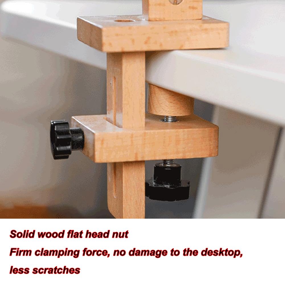 FAXIOAWA Soporte de Madera para Bordado, Soporte Ajustable para Marco de Punto de Cruz, con 4 bandejas giratorias, Clip de Escritorio y Aros de Bordado de 6 Pulgadas para Manualidades y Costura